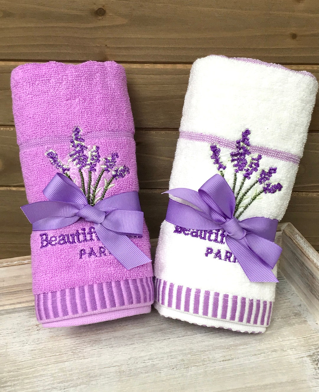 Lavender Towel Set Hand Towel Face Towel Lavender Towel Etsy