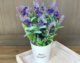 Artificial Lavender Plant, Potted Lavender, Lavender in Ceramic Pot, Lavender Plant, Lavender Flowers, Lavender Decor, Thank You Gift