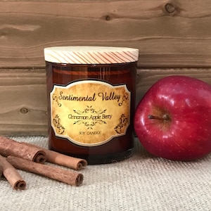 Cinnamon Apple Berry Soy Candle, Cinnamon Candle, Spiced Apple Candle, Scented Soy Candle, Fall Candle, Holiday Candle, Harvest Candle, Gift