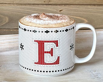 Monogram Mug, Personalized Mug, Coffee Mug, Tea Mug, Personalized Gift, Birthday Gift, Holiday Gift, Christmas Gift, Ceramic Mug, Cocoa Mug