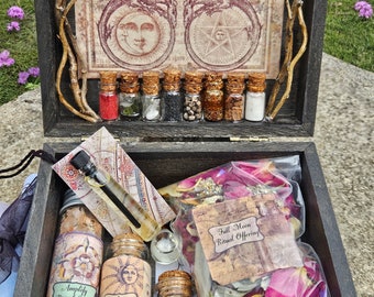 Full Moon Ritual Kit, Witch's Travel Kit for Lunar Magic, Divination, Intuitions, Protection, Full Moon Ritual