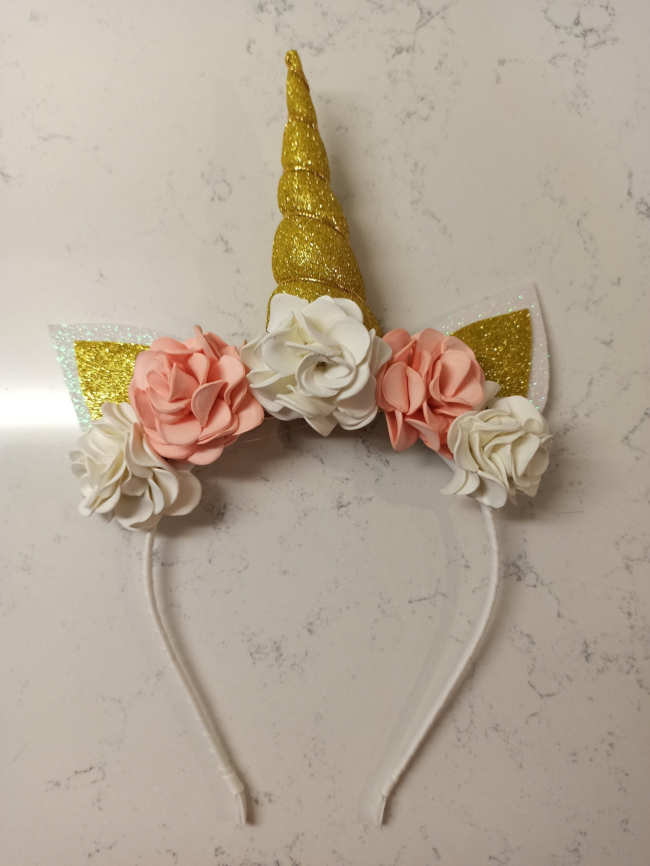 Einhorn Krone Kind Stirnband rosa-weiße Krone Blumenmädchen | Etsy