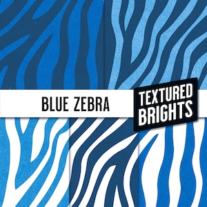 Blue Zebra Stripes Print - 5 nahtlose Wiederholmuster - Textured Brights Collection - Optimiert für den Druck