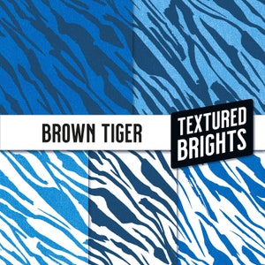 Blue Tiger Print - 5 Seamless Repeat Patterns - Textured Brights Collection - Optimized for Print