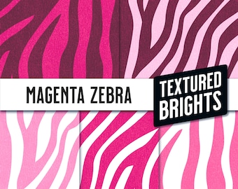 Pink Magenta Zebra Stripes Print - 5 Seamless Repeat Patterns - Textured Brights Collection - Optimized for Print