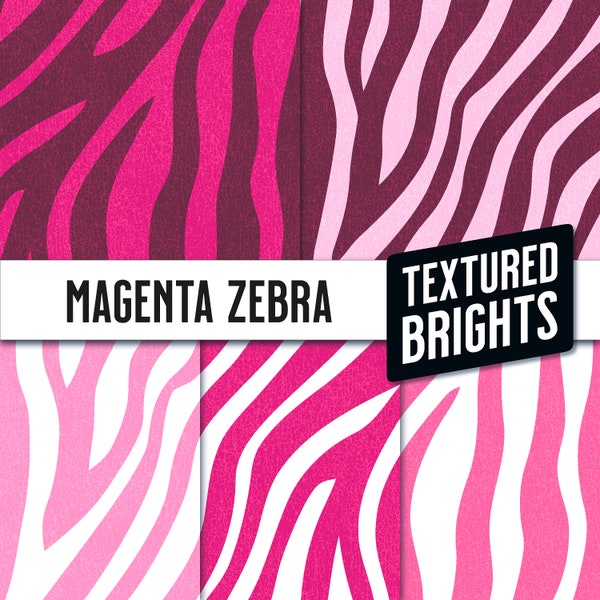 Pink Magenta Zebra Stripes Print - 5 Seamless Repeat Patterns - Textured Brights Collection - Optimized for Print