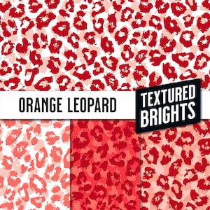 Orange Coral Leopard Print - 4 nahtlose Wiederholmuster - Textured Brights Collection - Optimiert für den Druck