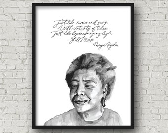 Maya Angelou Original Watercolour with Quote