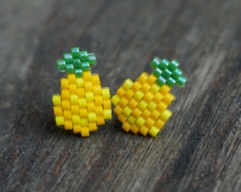 Orecchini In Oro Placcato Ananas/ Ananas Frutta Giallo E Verde Smalto 43mm 1 6 8 X 12mm 4 8 Post Filo Dimensioni 21 Gauge 1 Paia