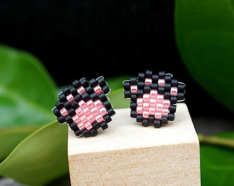 Beaded Paw Print Stud Earrings: Cat Dog Lover Gift