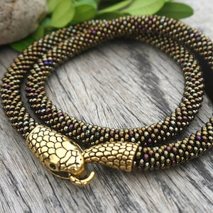 bronze snake necklace / ouroboro necklace / snake choker  / witch necklace