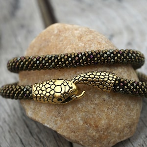 statement necklace / witch jewelry / snake choker / gold snake bracelet / serpent jewelry