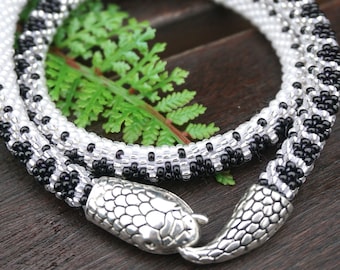 Beaded Snake Bracelet: Czech Glass Bead Serpent Jewelry