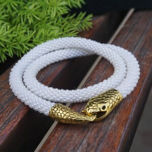 White snake bracelet / Statement Ouroboros bracelet / gothic choker