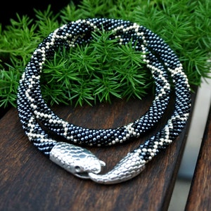 black snake necklace / reptile necklace  /  men&#39;s black choker / gothic jewelry / necklace animal