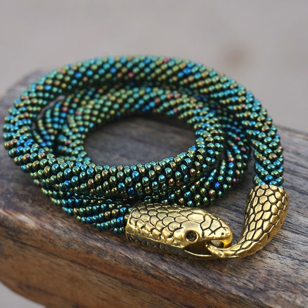 Grüne Schlange Armband: Tschechische Perlen Schlangenschmuck