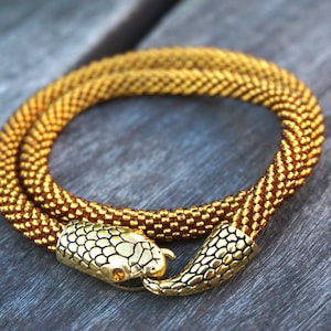 Gold snake necklace - ouroboros wrap bracelet