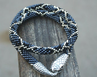 mens snake bracelet - mens wrap bracelet - gothic choker