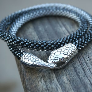 snake bracelet / serpent jewelry / black snake choker necklace / ouroboros women jewelry /  snake head bracelet