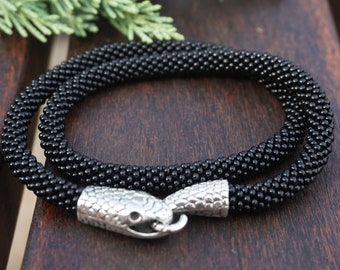 snake bracelet / black ouroboro necklace / snake jewelry / serpent jewelry