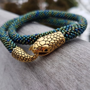 Green snake necklace - totem necklace - ouroboros necklace