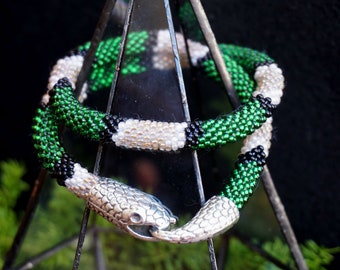green snake bracelet / snake choker / ouroboro bracelet