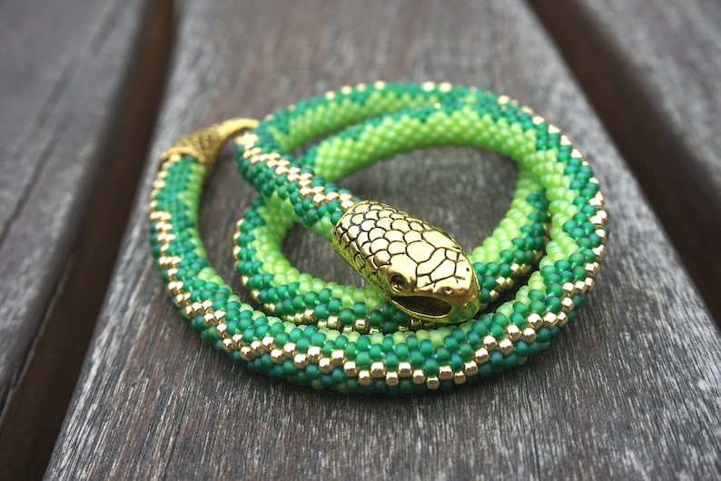 Snake Choker / Ouroboros Necklace / Green Statement Necklace - Etsy