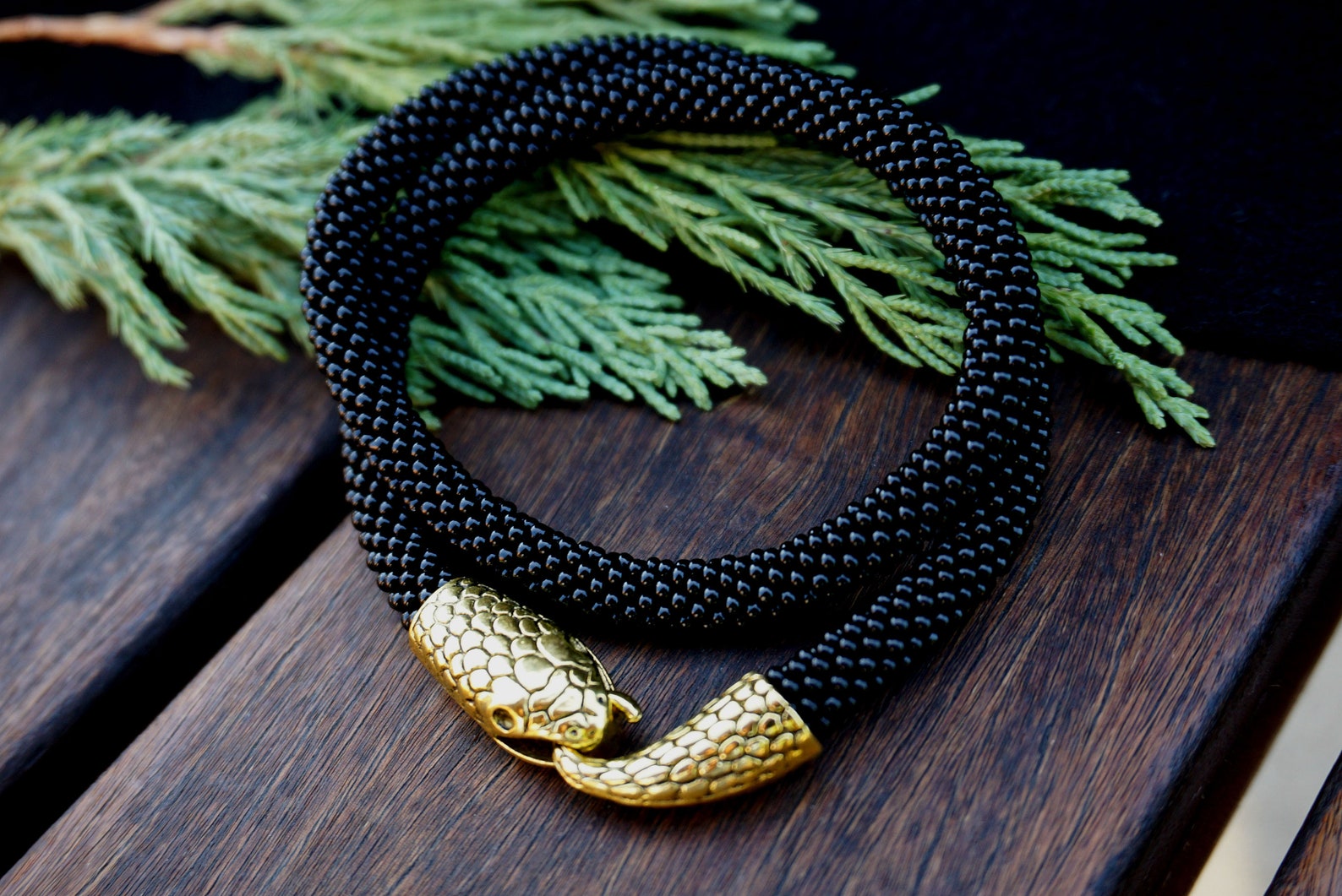 Black Snake Bracelet / Python Bracelet / Ouroboro Bracelet / - Etsy