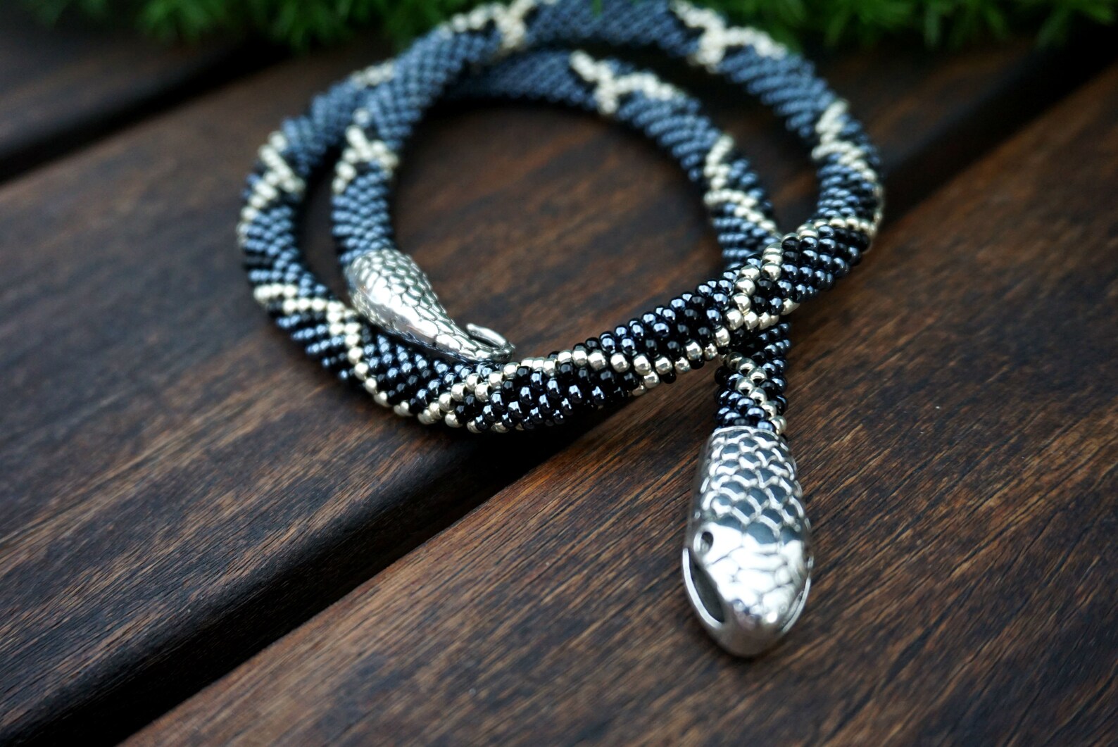 Black snake necklace reptile necklace men s black Etsy