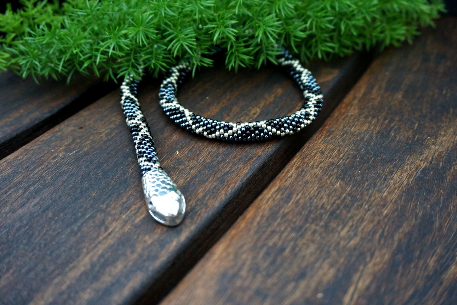 Black snake necklace reptile necklace men s black Etsy