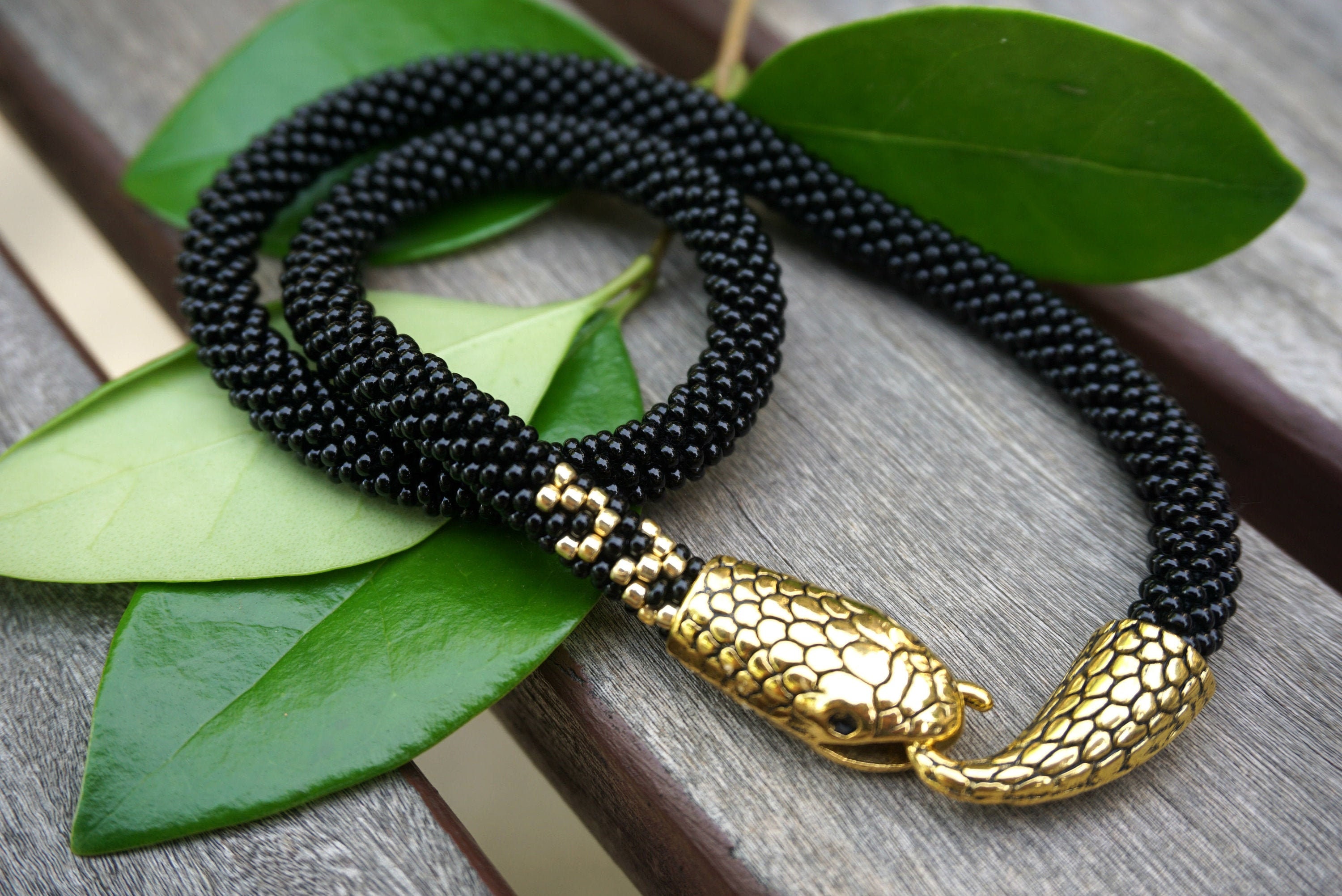 Custom name bracelet / black snake bracelet / ouroboro | Etsy