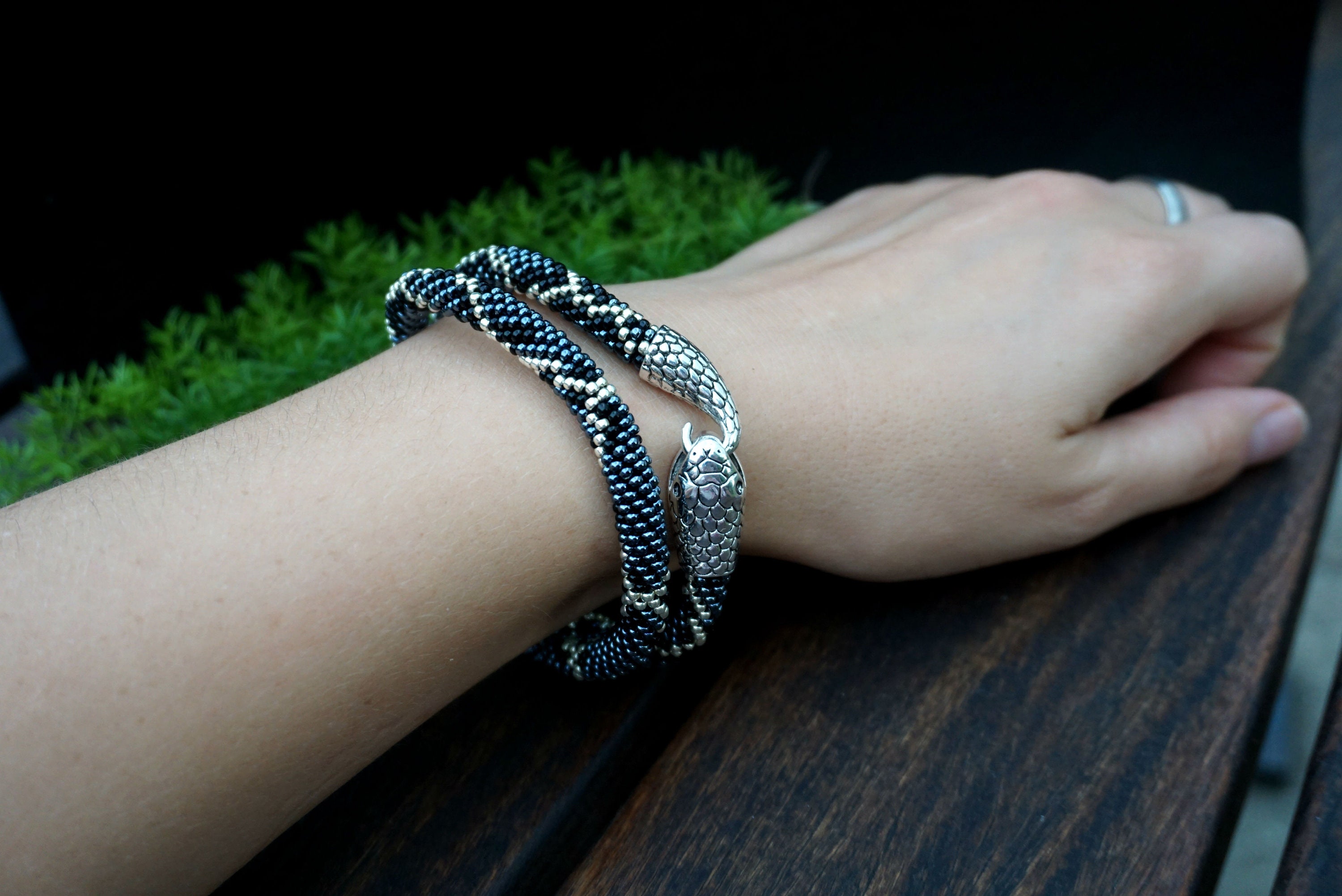 Black snake necklace reptile necklace men s black Etsy