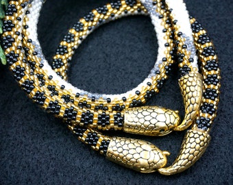 Gold snake choker necklace - ouroboros women jewelry