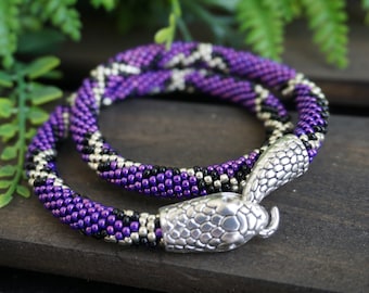 purple snake necklace /  choker necklace  / ouroboros necklace