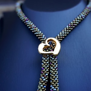 Bolo Tie Necklace / Gold heart  Bolo Tie / mothers day gift