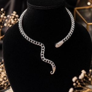 Beaded Corn Snake Necklace: Czech Glass Reptile Jewelry