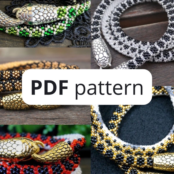 Snake crochet rope / Bead Crochet Necklace Pattern PDF