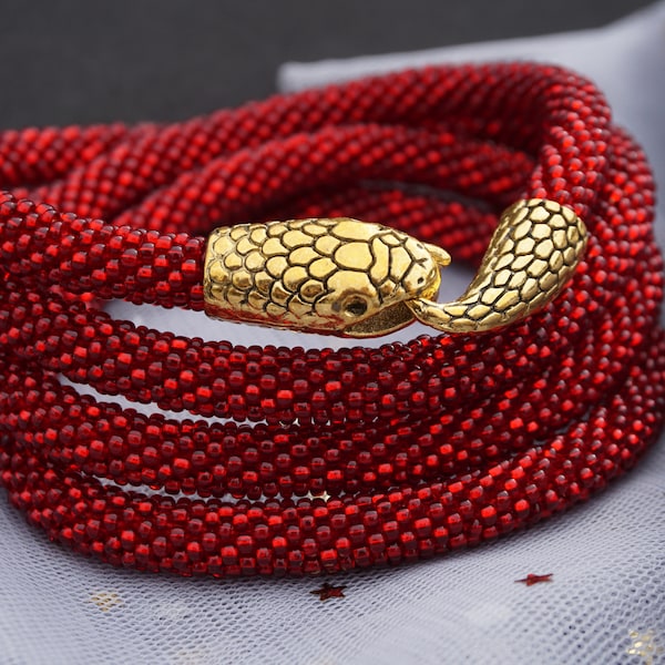 Red snake necklace /  Ouroboros necklace /  Serpent necklace / Snake choker /  totem necklace