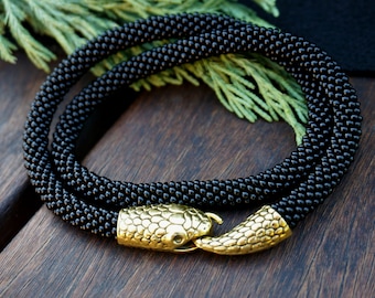black snake bracelet / Python bracelet / ouroboro bracelet / men&#39;s jewelry
