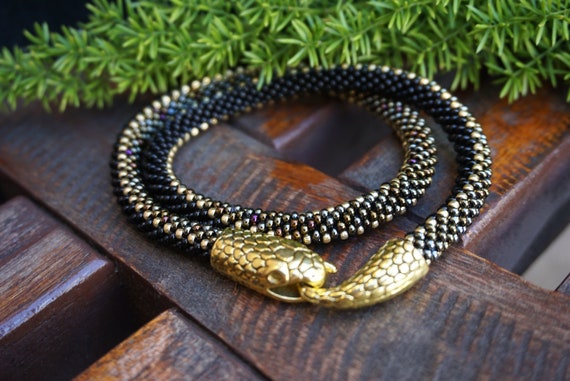 Gold snake Bracelet / Ouroboros Snake / Witch Jewelry / | Etsy