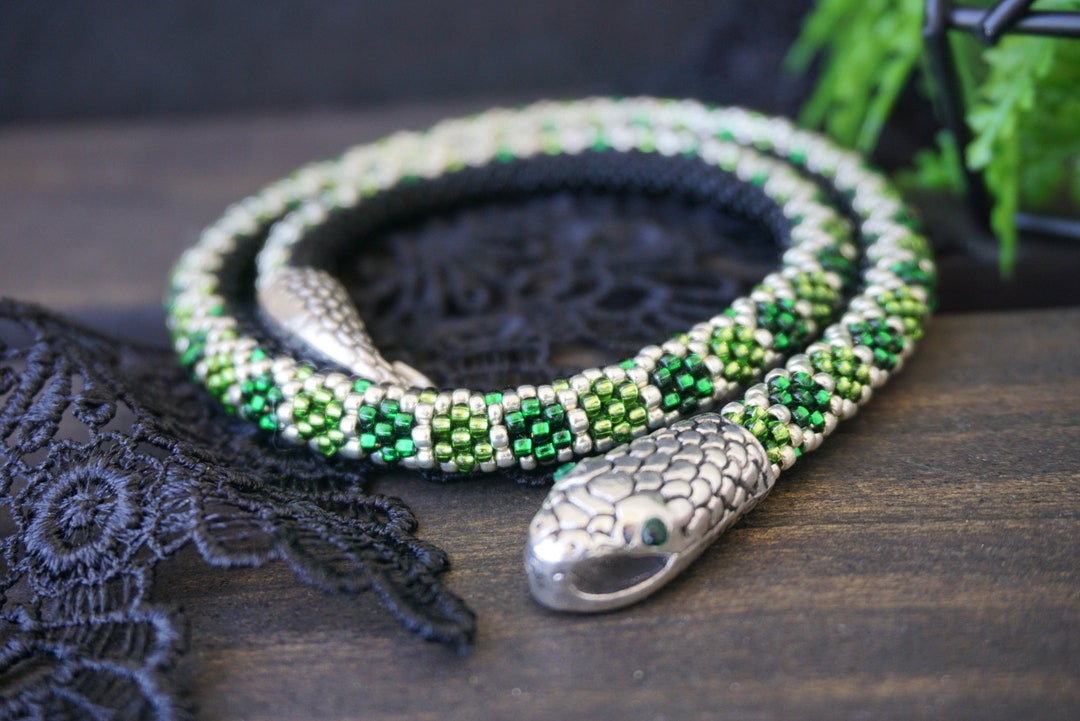 Green Snake Necklace / Snake Choker / Ouroboros Necklace / Green Snake
