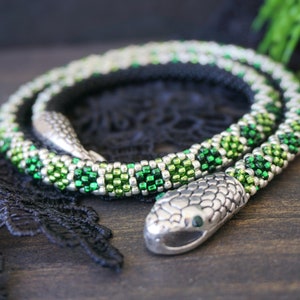 Green snake necklace / snake choker / ouroboros necklace / Green snake bracelet