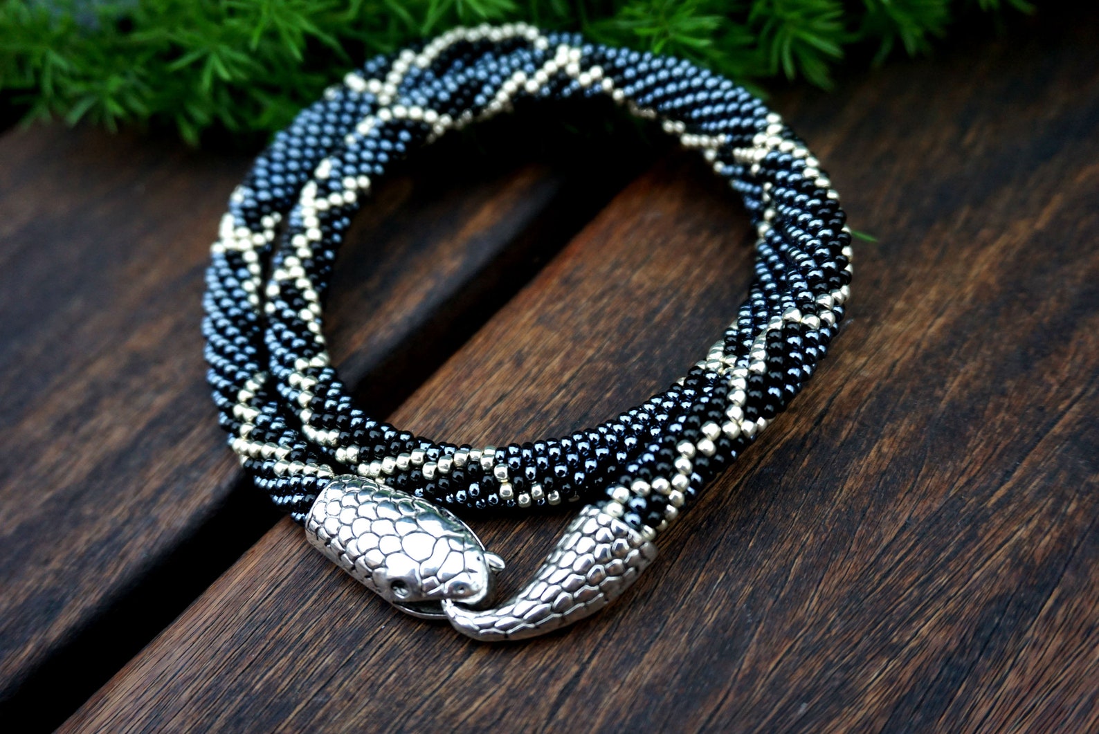Black snake necklace reptile necklace men s black Etsy