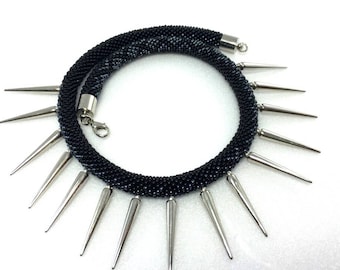 black gothic spiked necklace
