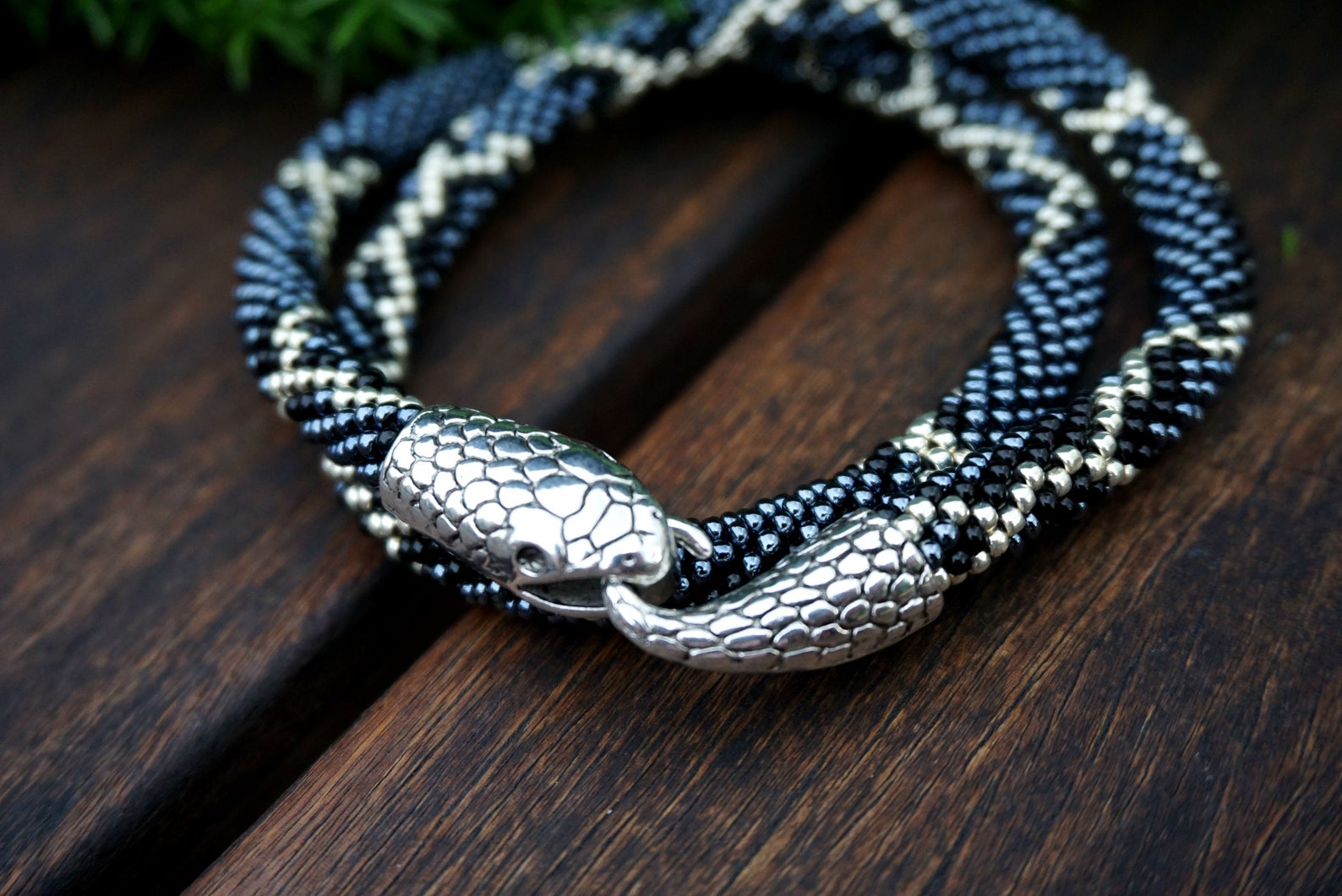 Black snake necklace reptile necklace men s black Etsy