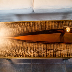 Epoxy river coffee table in ash wood