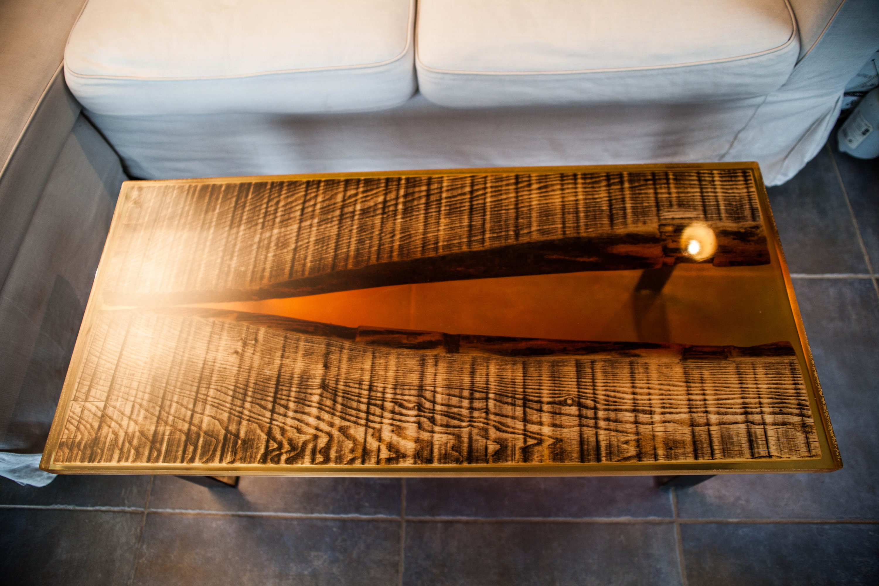 Table Riviere en Frêne, Résine Époxy - Epoxy River Coffee Table in Ash Wood