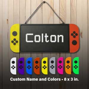 Personalized gamer name sign for door, wall or shelf (8in x 3in) | Custom gaming gift for kids | door hanger sign | game room decoration