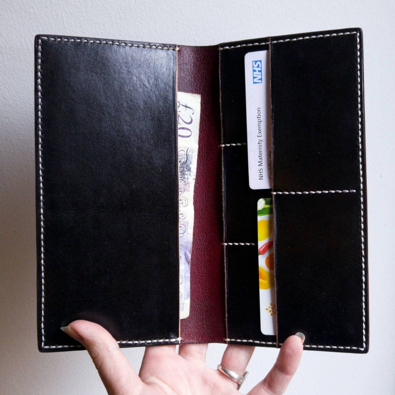 Handmade minimalist leather wallet card holder