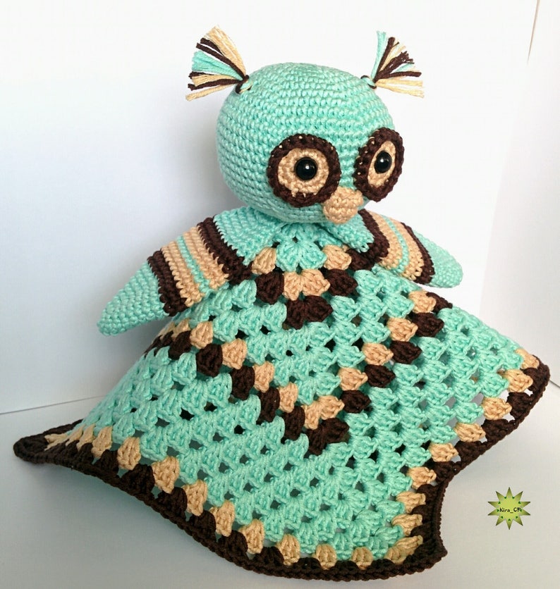 Security blanket crochet pattern owl lovey comfort blanket Etsy